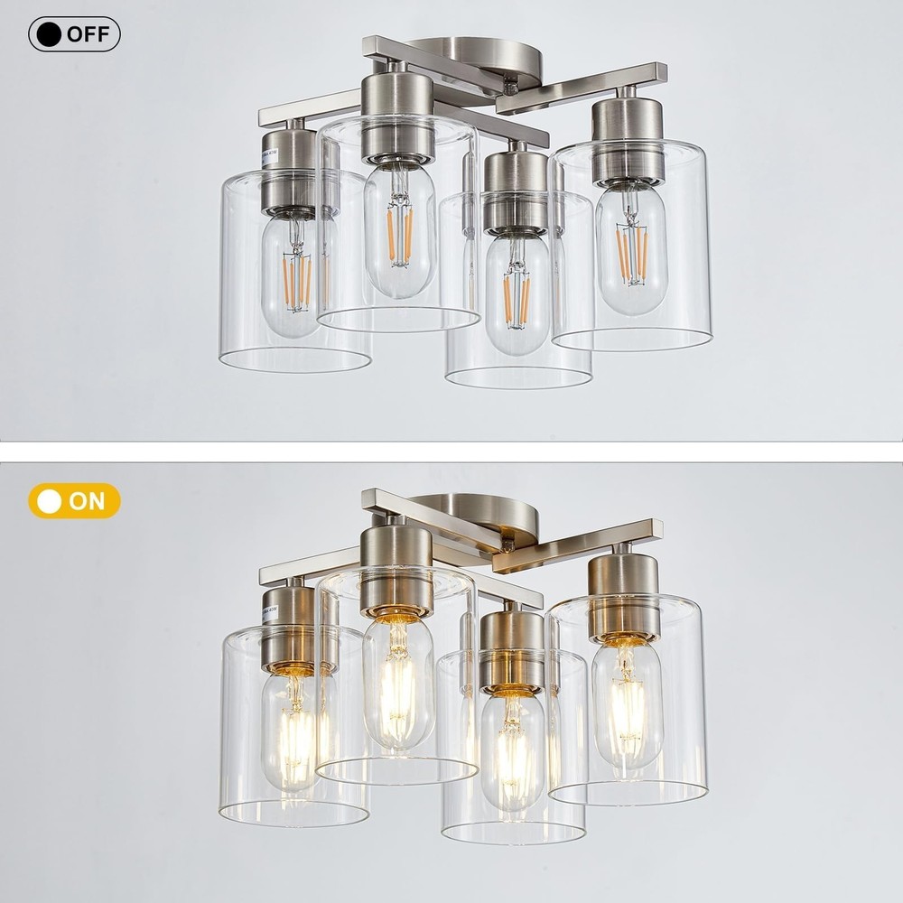 Semi Flush Mount Ceiling Light Kitchen Lighting Fixtures Ceiling Brushed Nick...