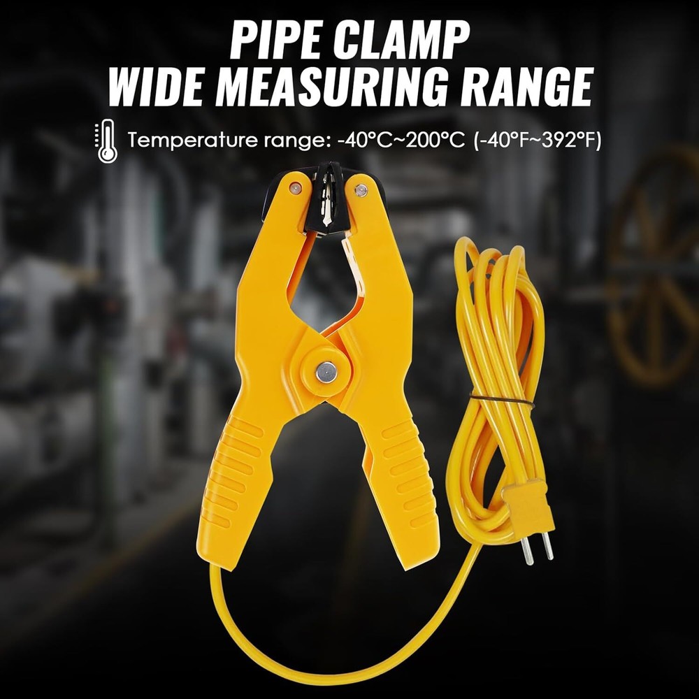 HVAC K-Type Thermocouple Thermometer Clamp Probe, Pipe Temperature Sensor