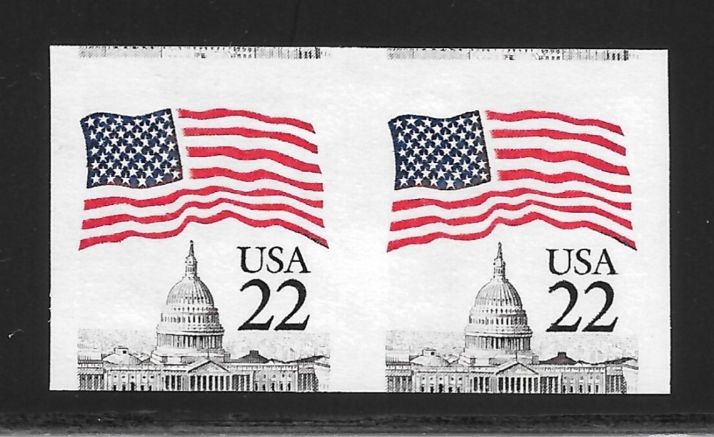 IMPERFORATE ERROR Coil Pair Scott #2115g-- SMALL Block Tagging--Miscut  MNH