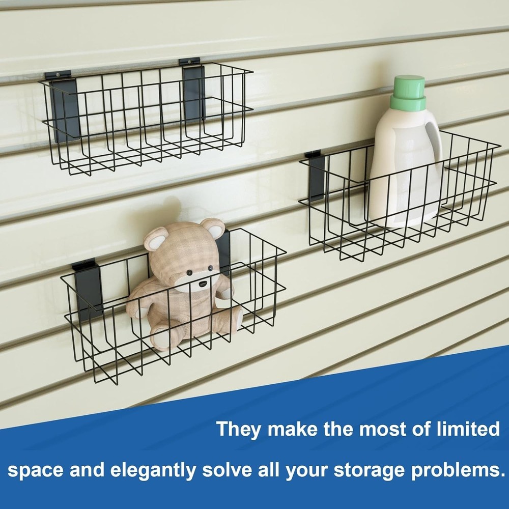 Multi-Functional Slatwall Kit with Baskets and Hooks for Easy Organization