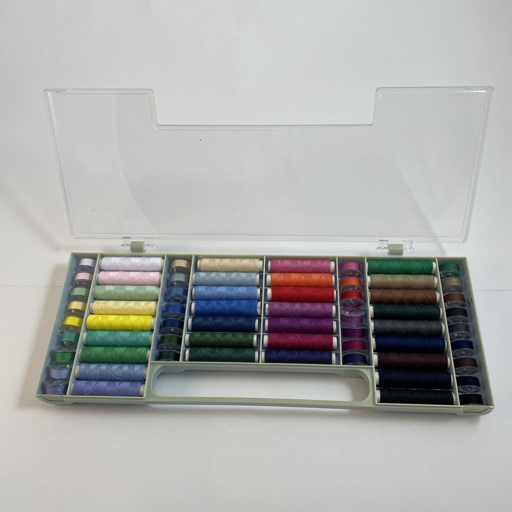 Sewing Machine Thread/Plastic Bobbins 64Pc SEWING CAMPING TRAVEL KIT Case Set