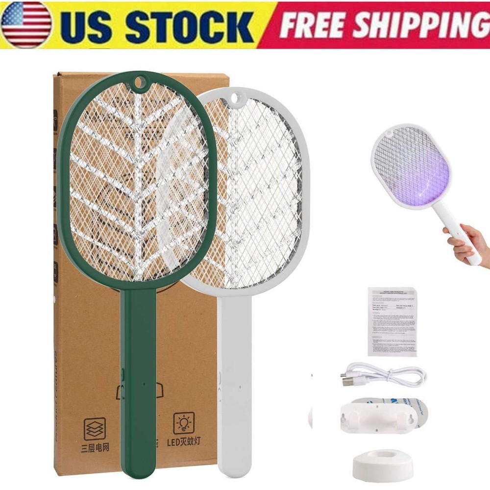 Handheld USB Rechargeable Mosquito Swatter Zapper Killer Bug Insect Racket