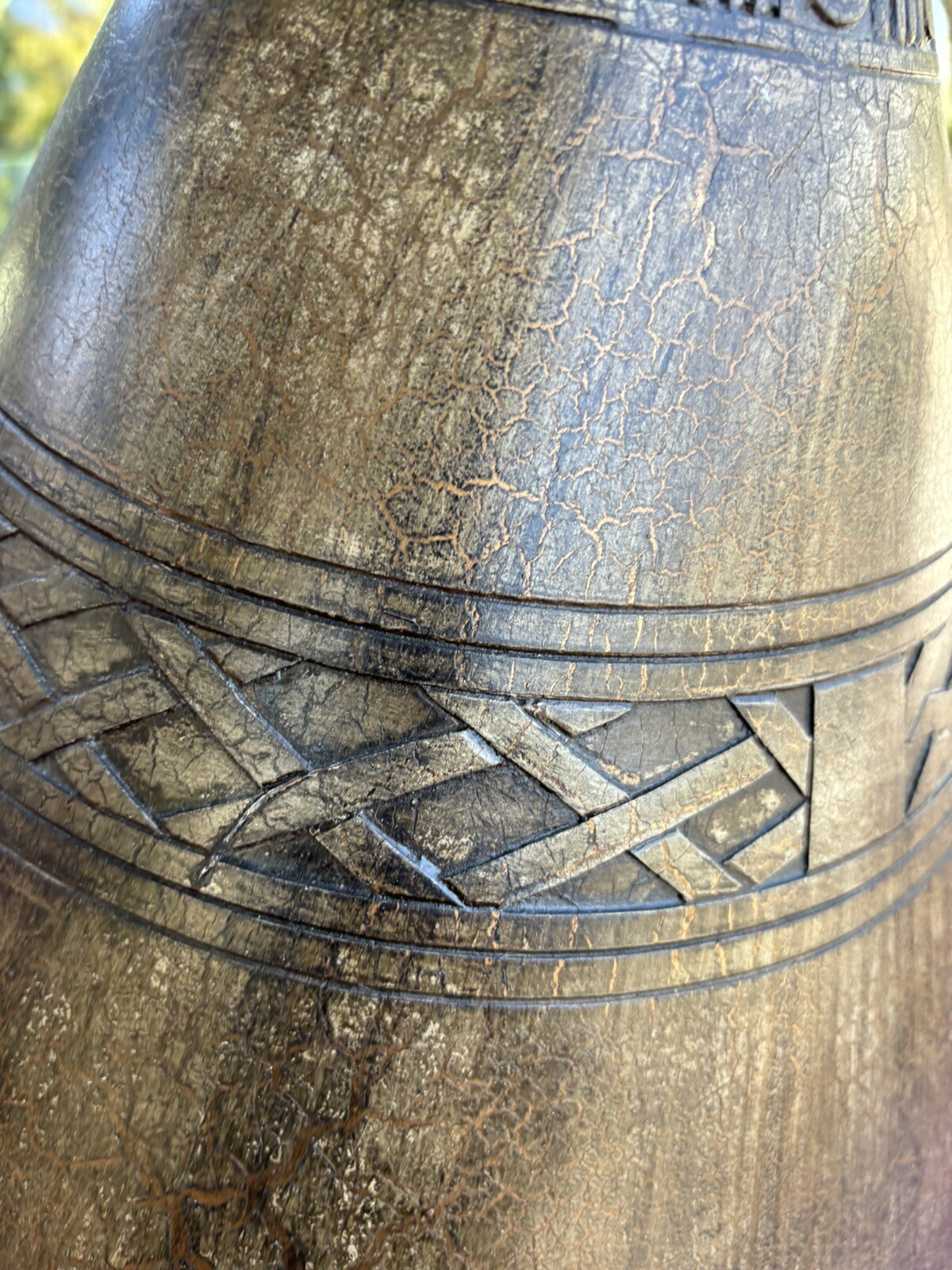 Rare UNIQUE Vintage Ceramic Clay ceramic Lamp Shade Heavy Brown Pottery Tribal