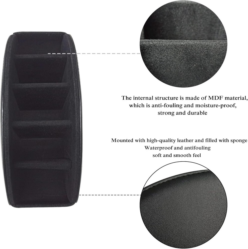 Leather Remote Control Holder with 5 Compartments TV Remote Caddy Storage Box/Tr