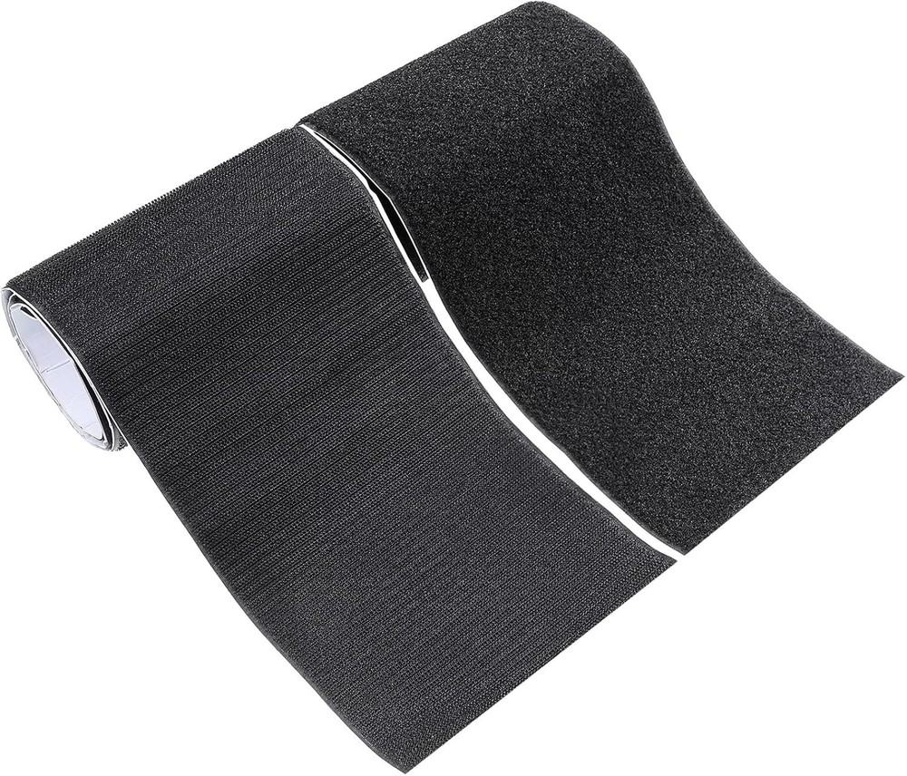 Versatile Black Hook & Loop Tape Strips for DIY - 6 Inch Width, 1 Yard Length