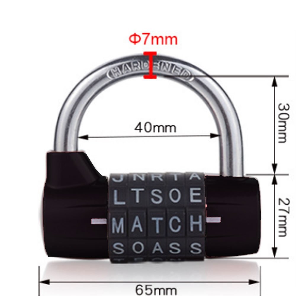 Padlock,combination padlock,5 dial padlock,5 letter lock,5 code padlock,gym l...
