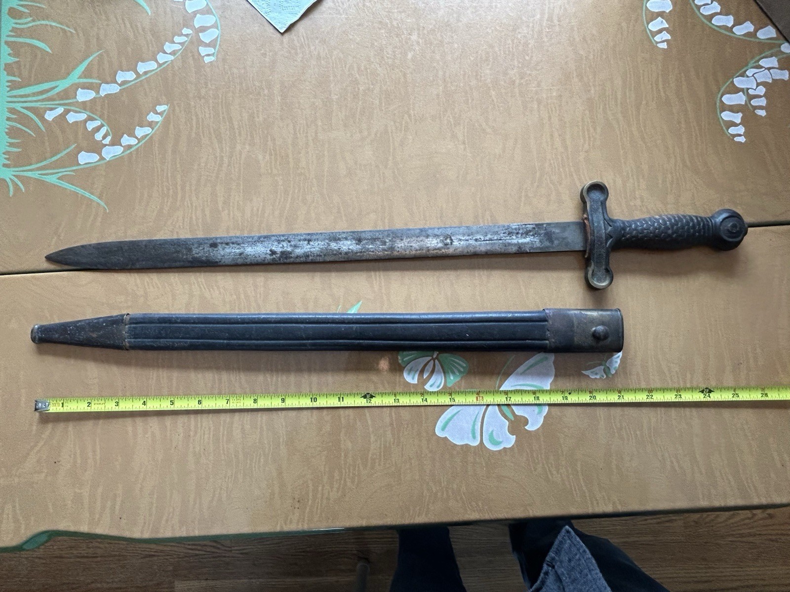 1832 Civil War Artillery Short Sword W/leather Sheath