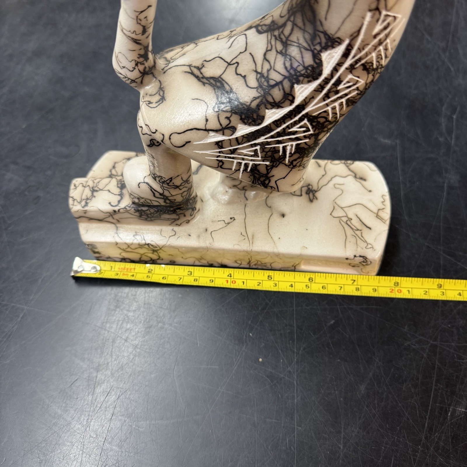 Native American Pottery Horse Hair Kokopelli Sculpture by Vail