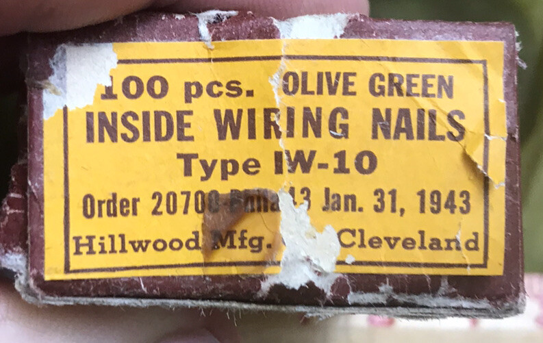 TWO BOXES Original WWII US GI 1943 Olive Drab painted 1” Inside Wire Pin Boxes