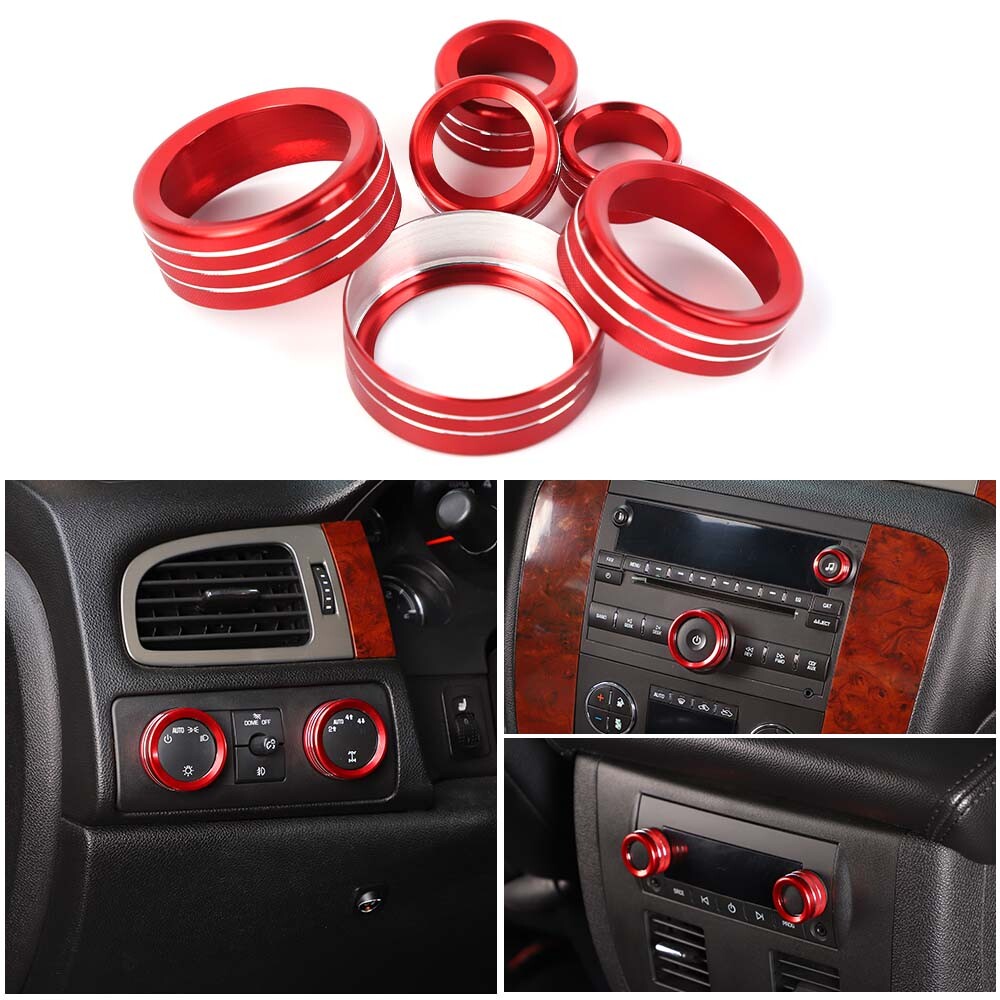Red Center Control Switch Knob Ring Cover For Silverado/Suburban 07+ Accessories