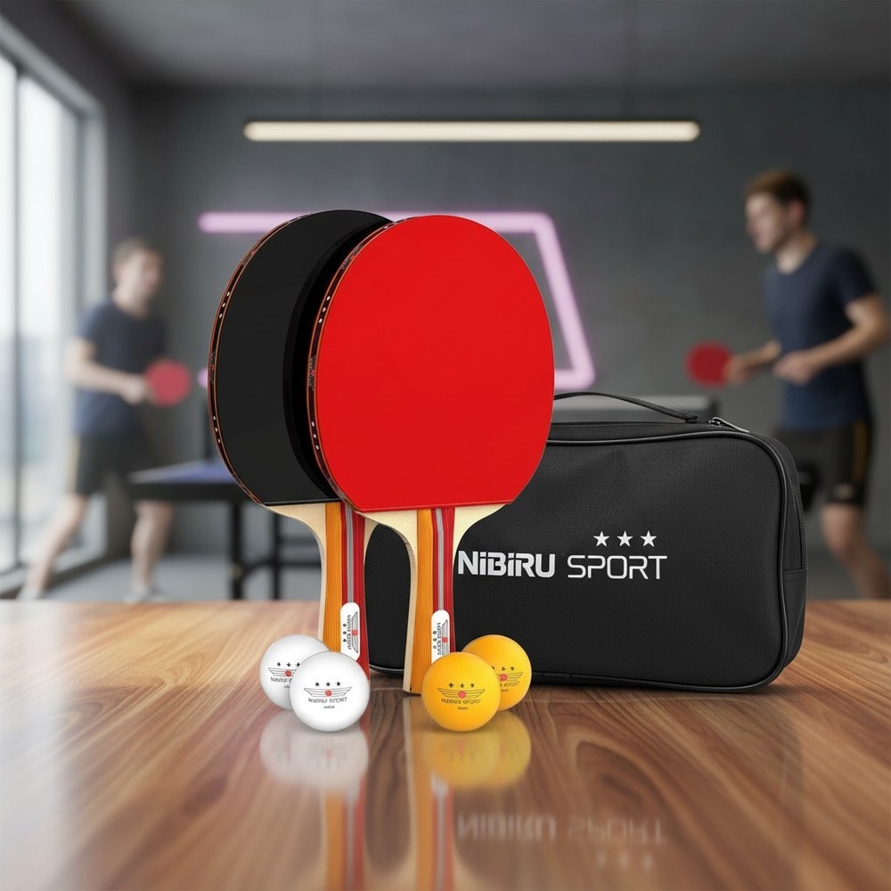 Professional Table Tennis Set: 2 Paddles & 4 Balls with Case