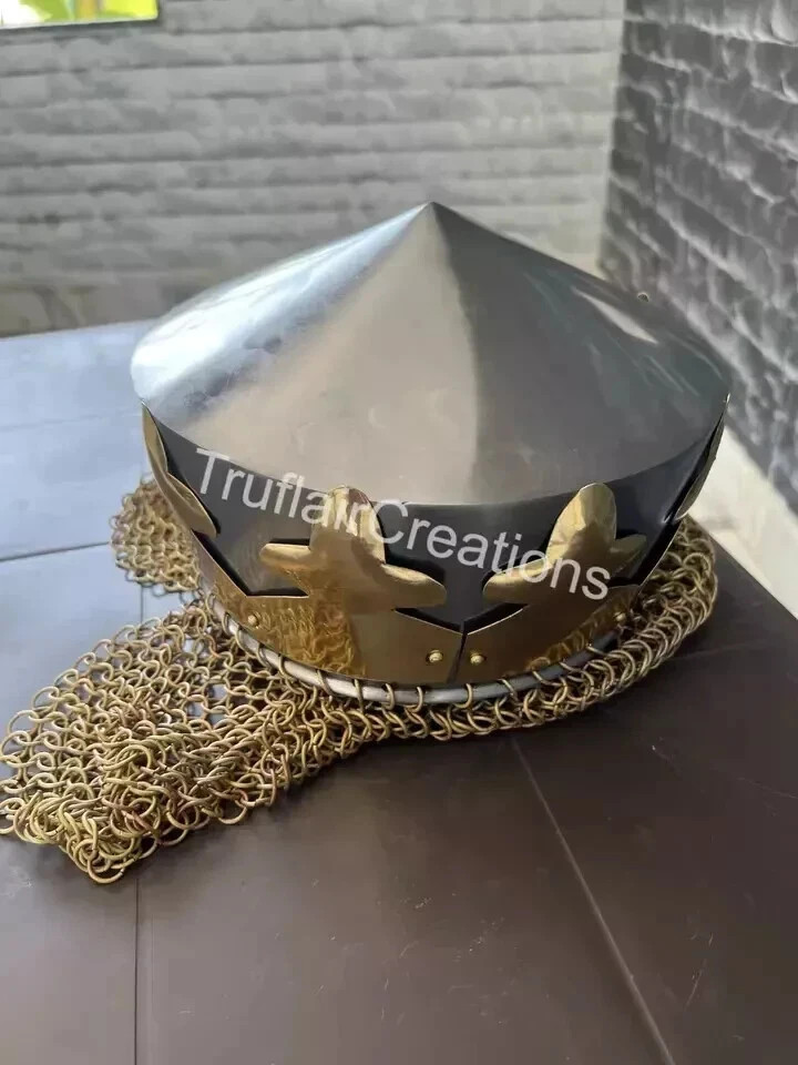 King Arthur Monty Python Helmet Medieval Knight Armor with Chainmail and Crown