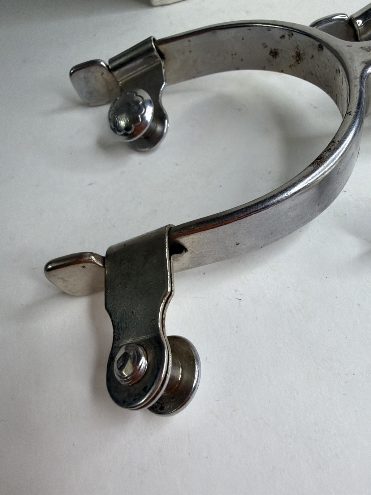 Vtg Western Equestrian Riding Spurs Button Rowels