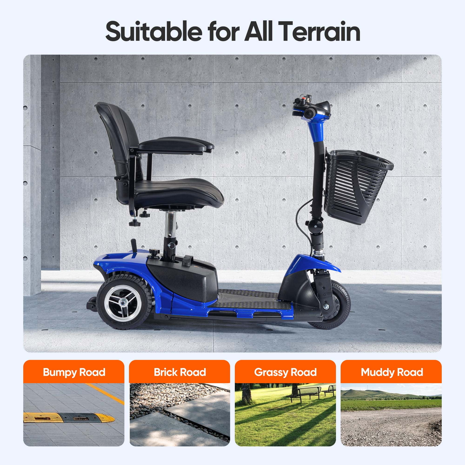 3 Wheel Folding Mobility Scooter Power Wheel Chairs Electric Long Range Portable