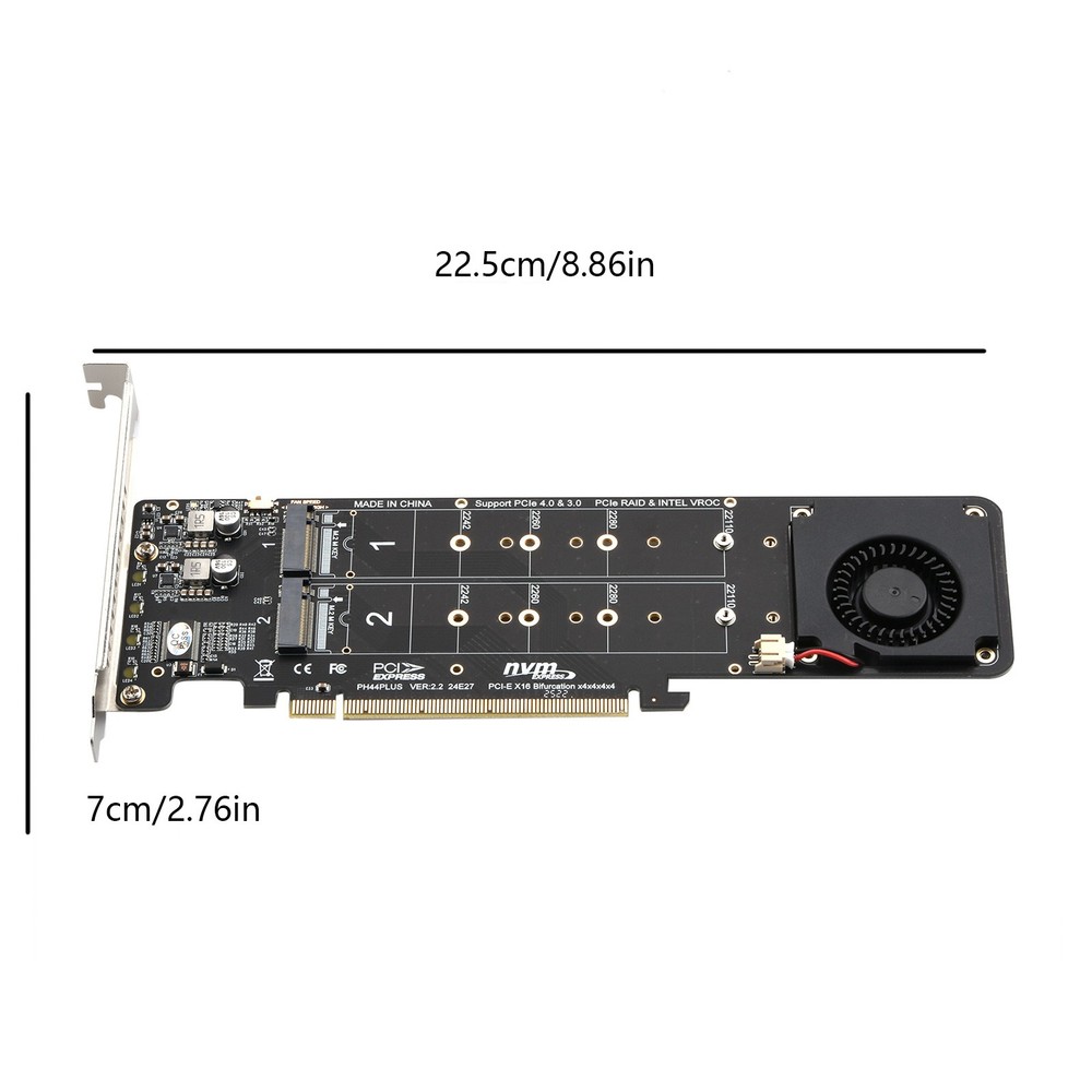 2280 SSD Expansion Split Card RAID 0 Mode Supports 4 Nvme M.2 PH44 PLUS