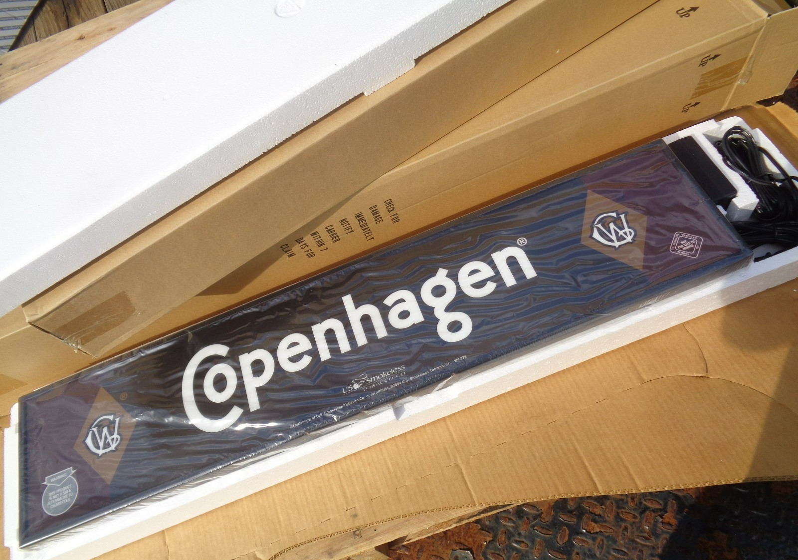 COPENHAGEN CHEWING TABACCO LIGHT UP SIGN - ORIGINAL - 34 X 7.5 BRAND NEW COOL