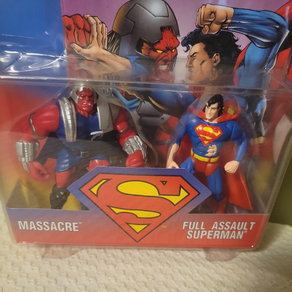1995 Kenner Full Assault Superman vs Massacre Action Figure Set w/ comic NIB