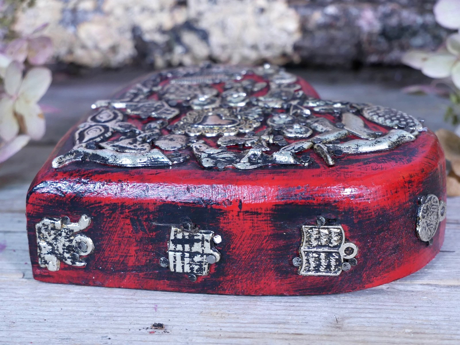 Red Wood Heart Milagros Handmade Michoacan Mexican Folk Art Love Token Small Sz