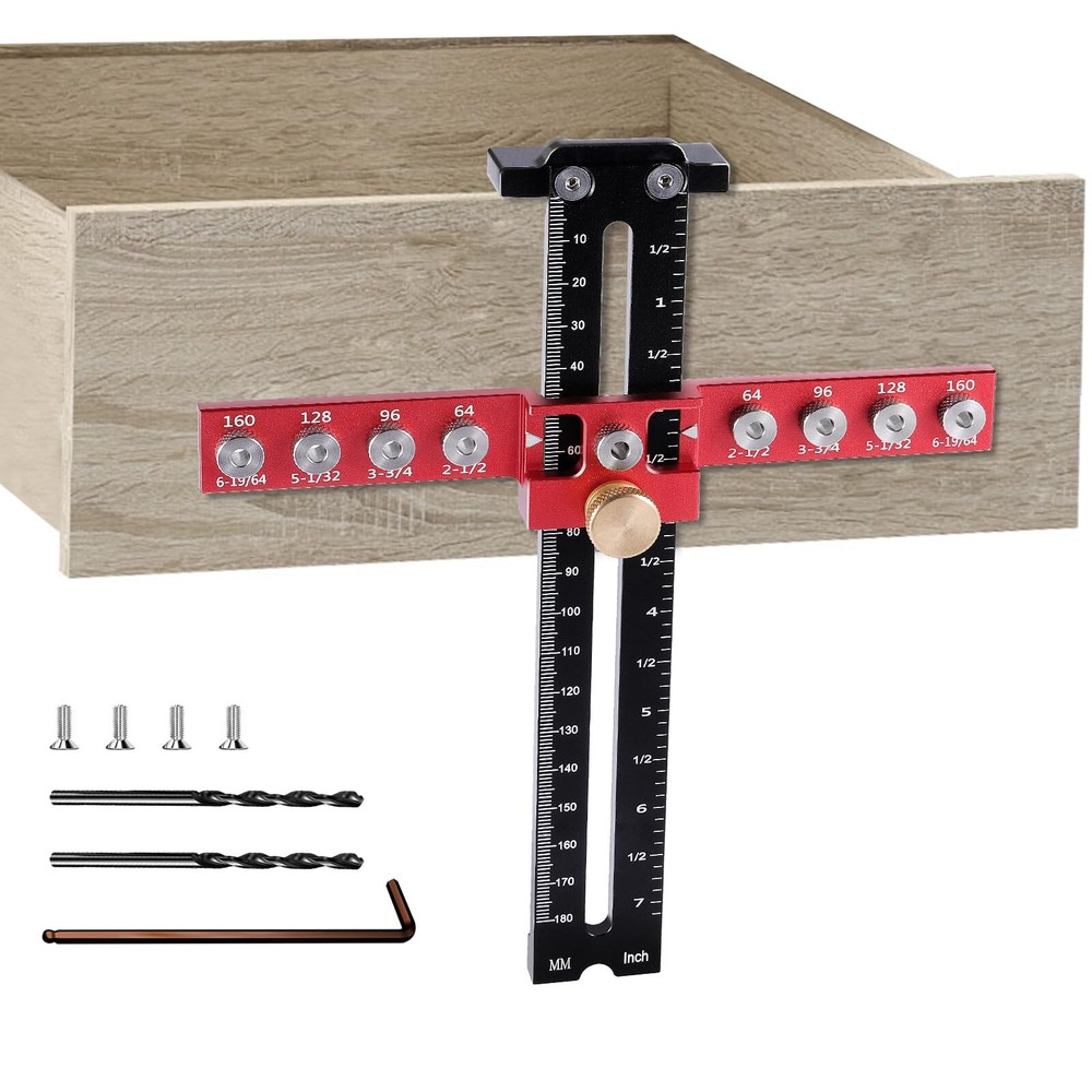 Cabinet Hardware Jig Template Tool Adjustable Drill Guide for Pulls and Handles