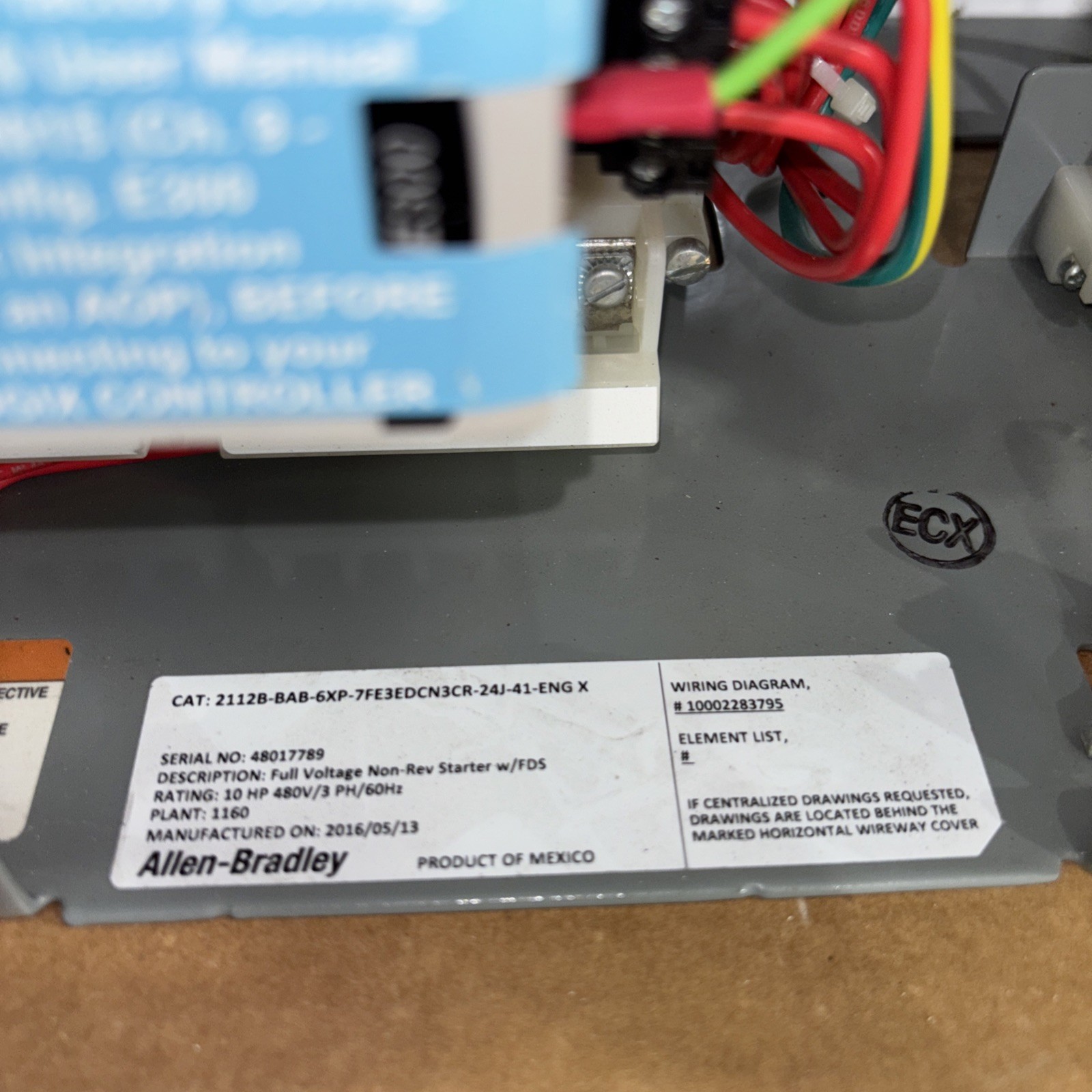 ALLEN BRADLEY 2112 2100 FUSED SIZE 1 MCC 500F-BO*093 12" W/ DOOR & 193 MODULE