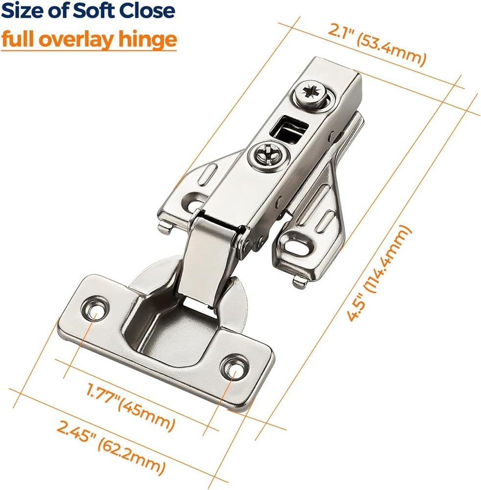 Full Overlay Cabinet Hinges Soft Close 1 Pair