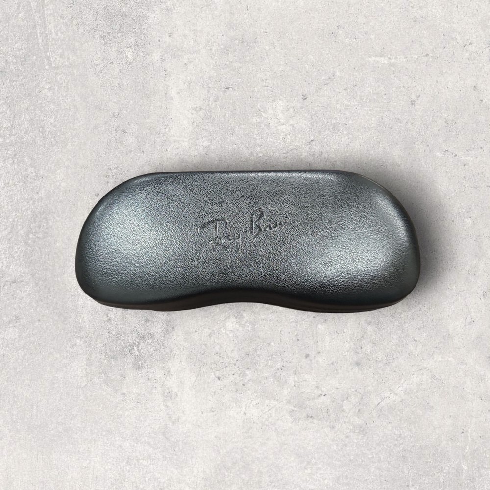 Ray-Ban Black Clamshell Eyeglass Case Beige Interior