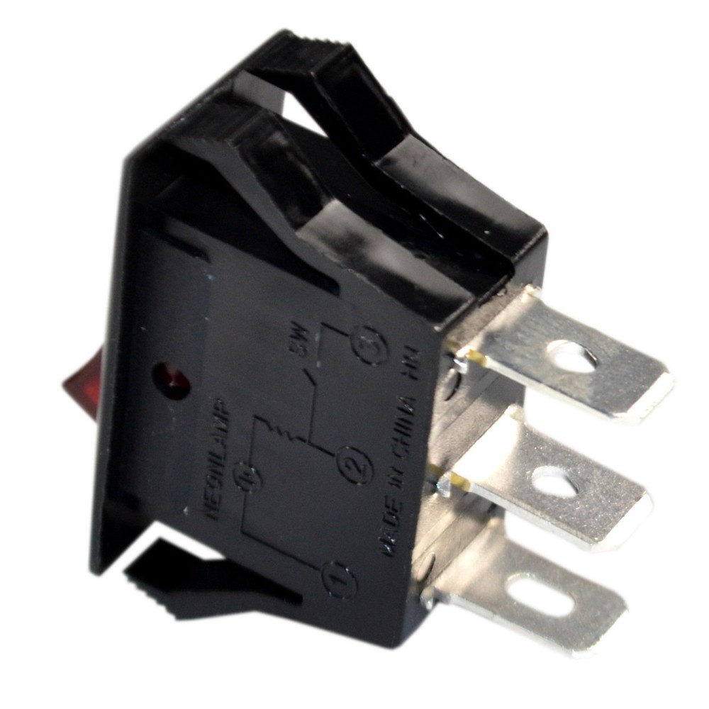 3-Pack Red Lighted Rocker Switch Black Function ON OFF 3 Prong 15A for Neon Lamp