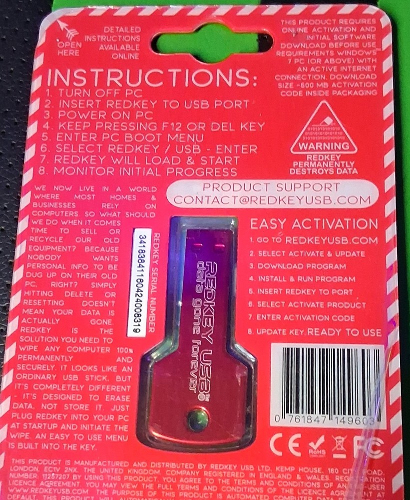 Redkey USB Data Wipe Tool Military Grade Security for Windows 7 8 10