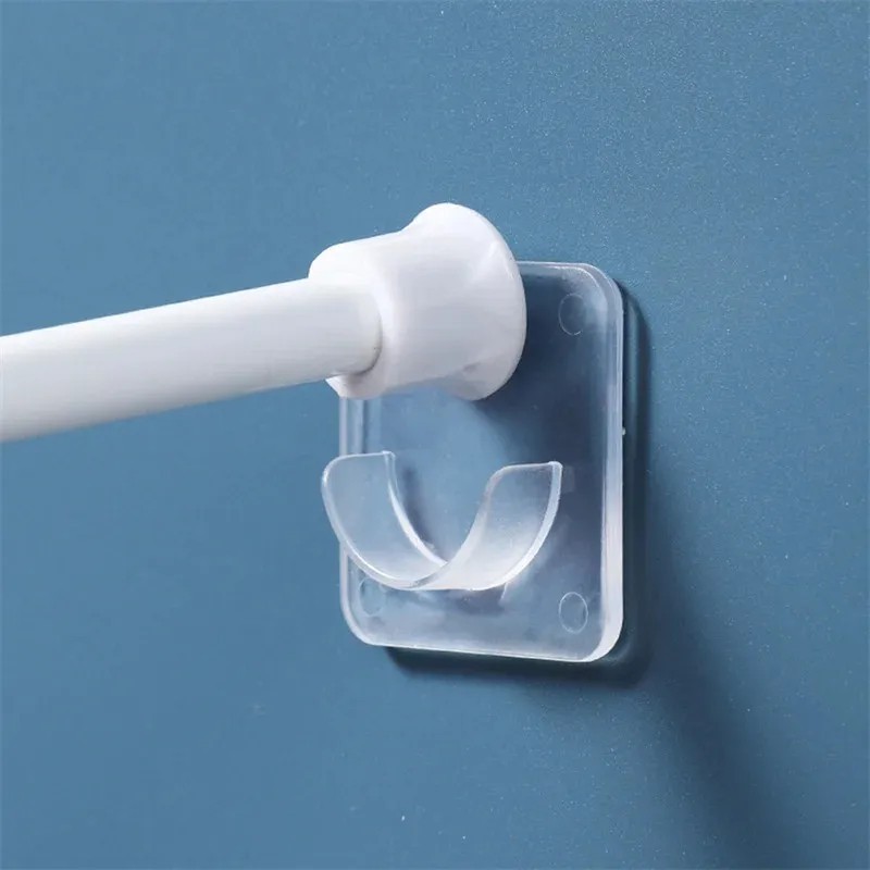 2/8pcs Adhesive Shower Curtain Rod Holder Wall Mount Transparent Tension Bracket