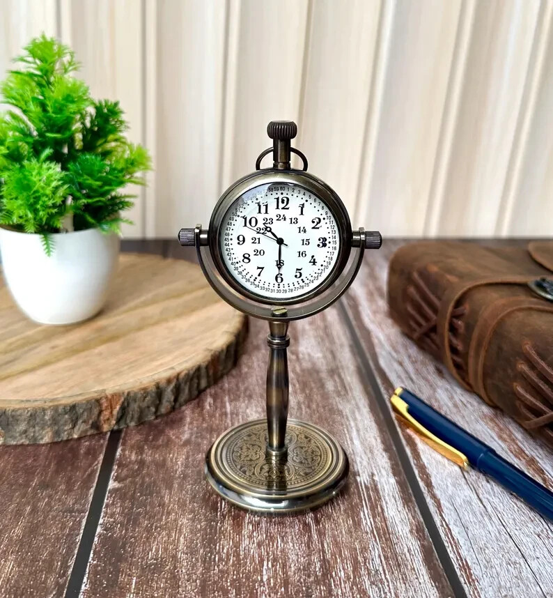 Personalized 8th Anniversary desk clock, Engraved Table clock, Retro table clock