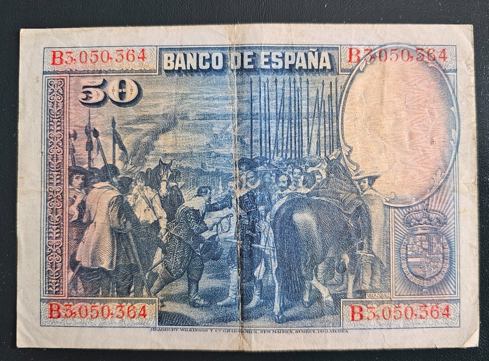 Old Spain Banknote 50 Pesetas 1928