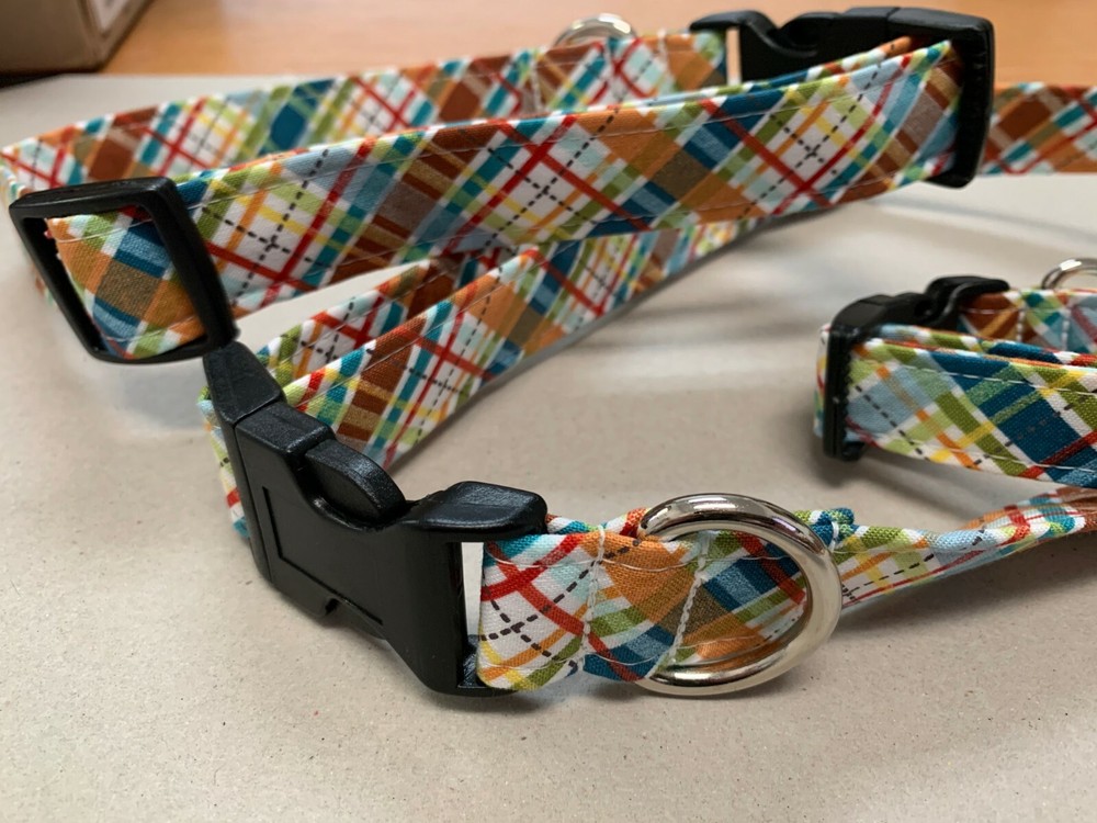 Chasin' Tail Dog Collars Multi Plaid Multiple Sizes