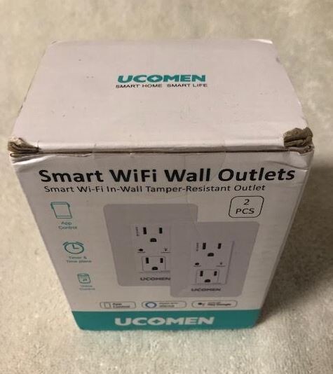 UCOMEN Smart Power Wall Outlets WiFi Sockets / 2 Plug outlets/ Remote/ 2 pcs NEW
