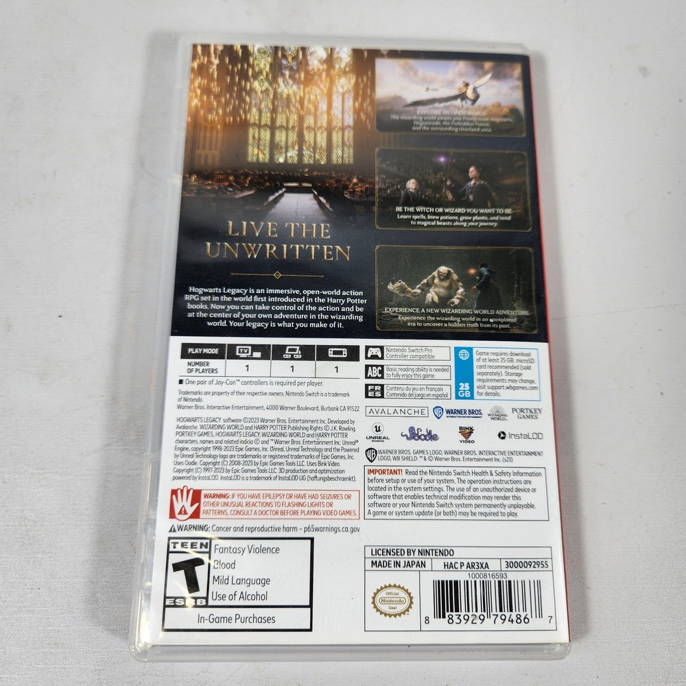 Authentic Replacement Case Box *Case Only* for Hogwarts Legacy Nintendo Switch