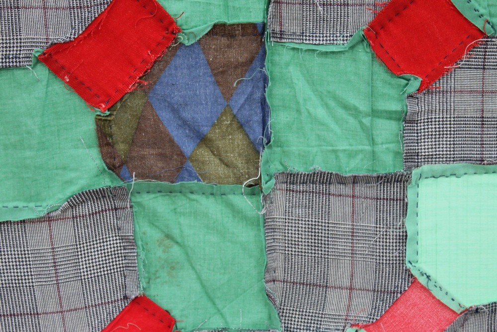 Vintage Scrappy Checkered Patchwork Quilt Top