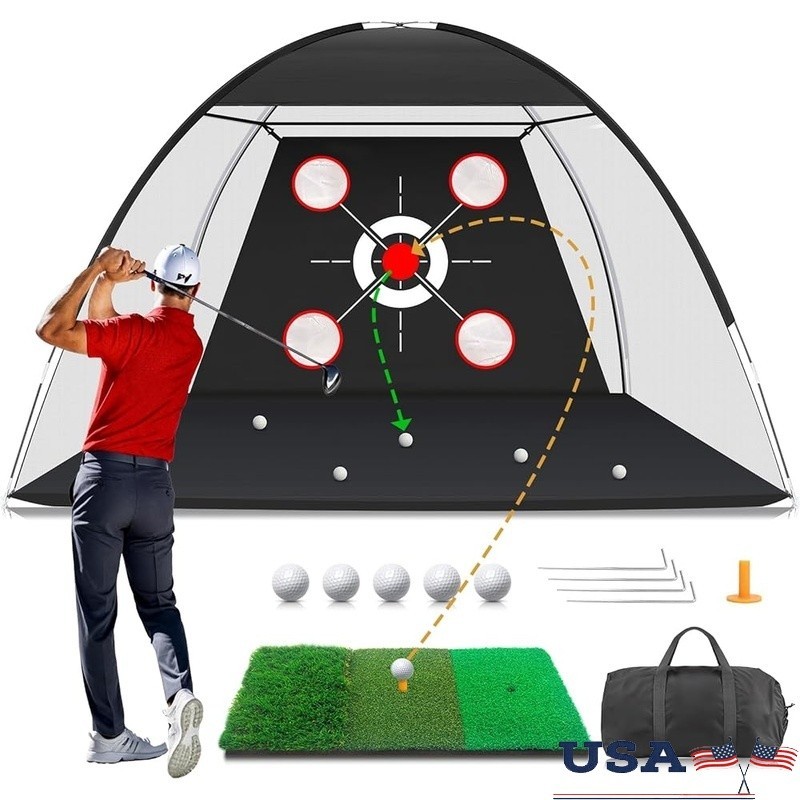 10x7FT Golf Practice Net W/ Mat Backyard Training Gear Sport Target Set