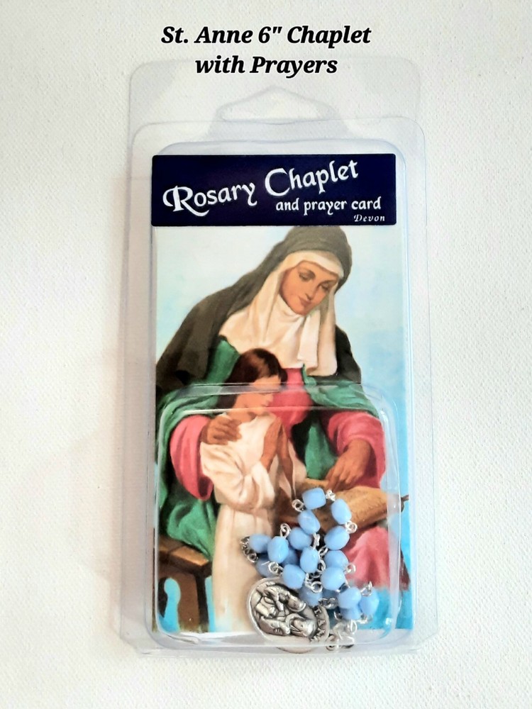 St. Anne Chaplet / Rosary, 6", with Prayer Card, Instructions