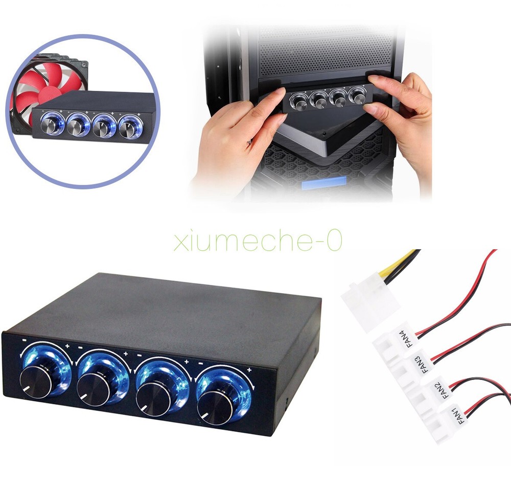 3.5" PC HDD CPU 4 Channel Fan Speed Controller Control Led Cooling Front Panel