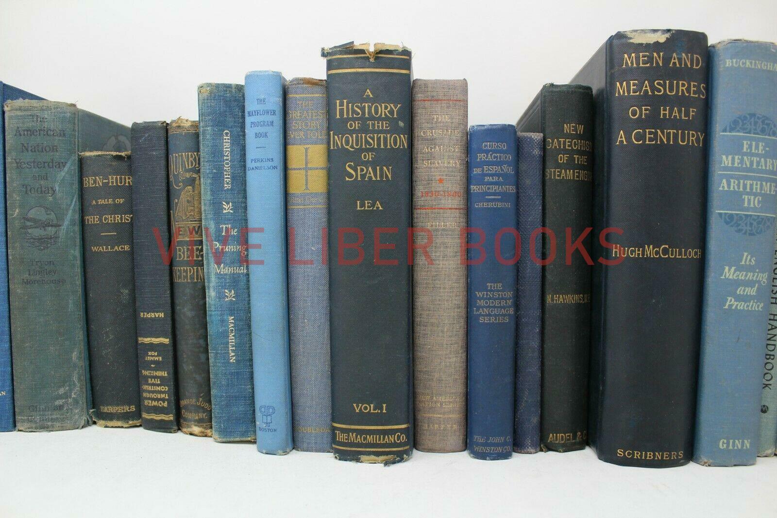 Lot of 5 BLUE / Shades of blue Old Vintage Antique Rare Hardcover Random Books