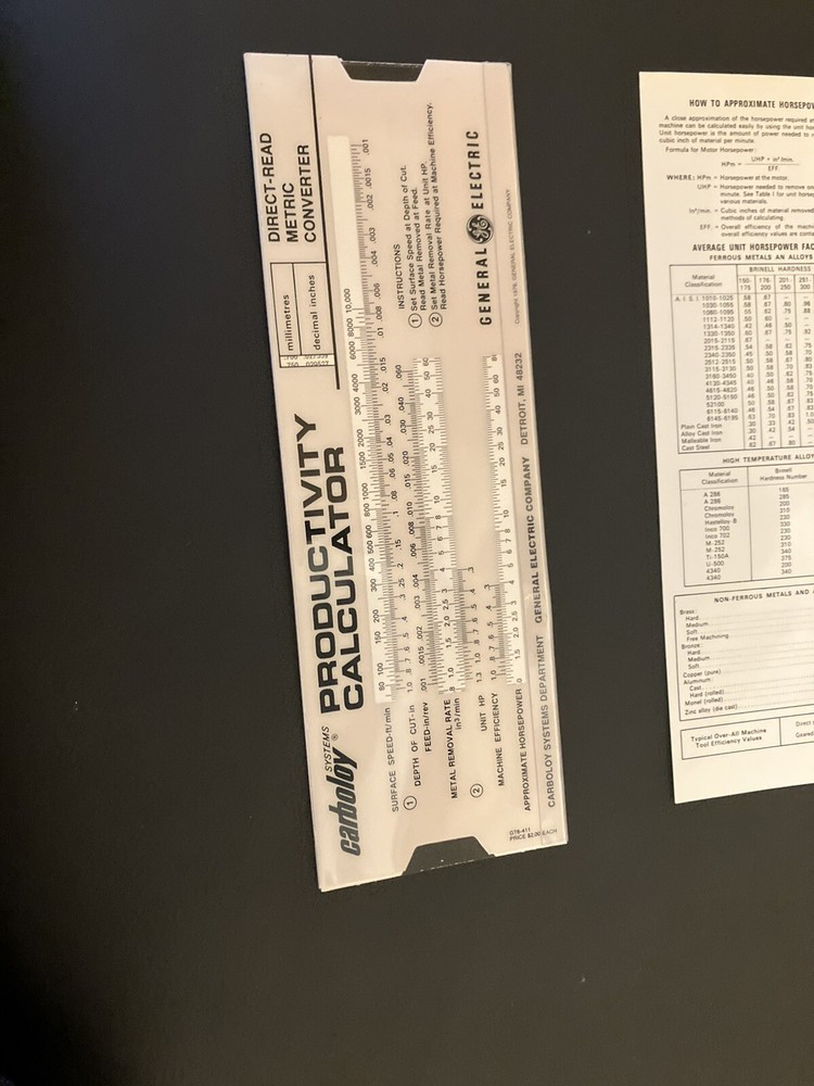 CARBOLOY SYSTEMS PRODUCTIVITY CALCULATOR MULTI FUNCTION MACHINIST TOOL