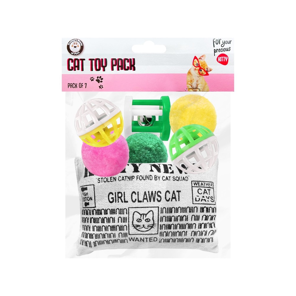 7pcs Cat Toy Set Catnip Ball Bell Tickle Interactive training Exercise Bulk Pack