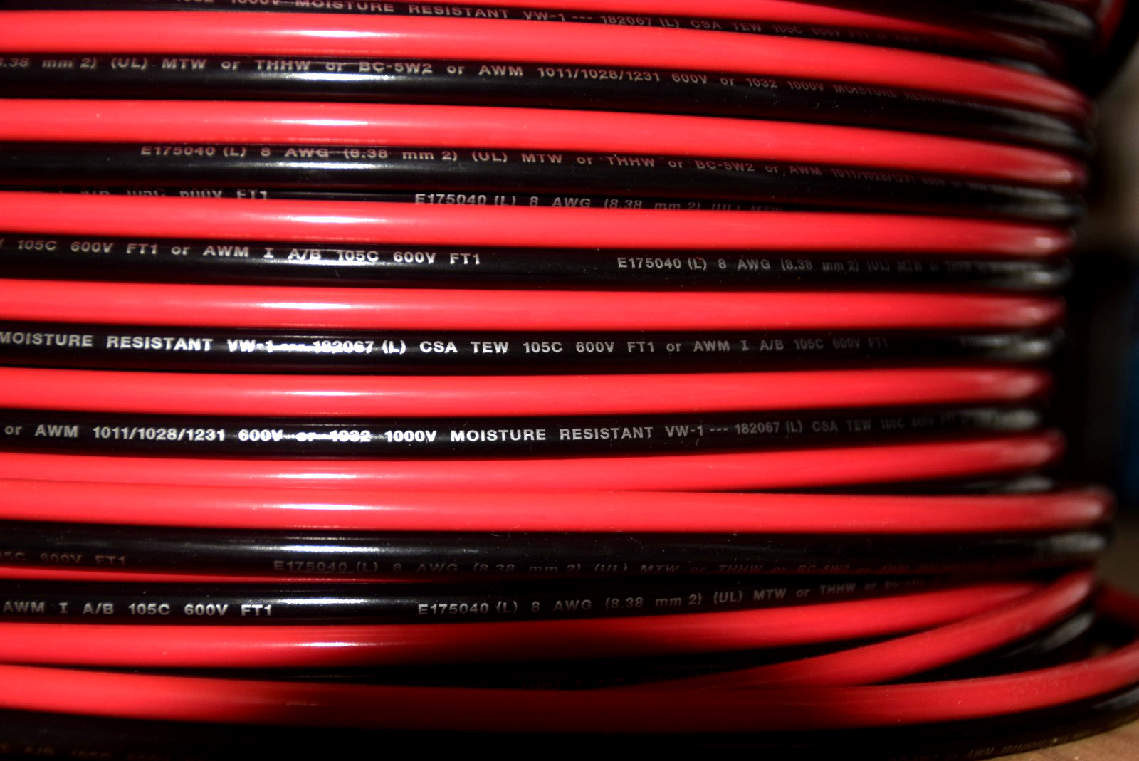 100 FT. Battery Cable, Bonded , 8 AWG, 600V UL 1028/1231 RED/BLACK FREE SHIP!