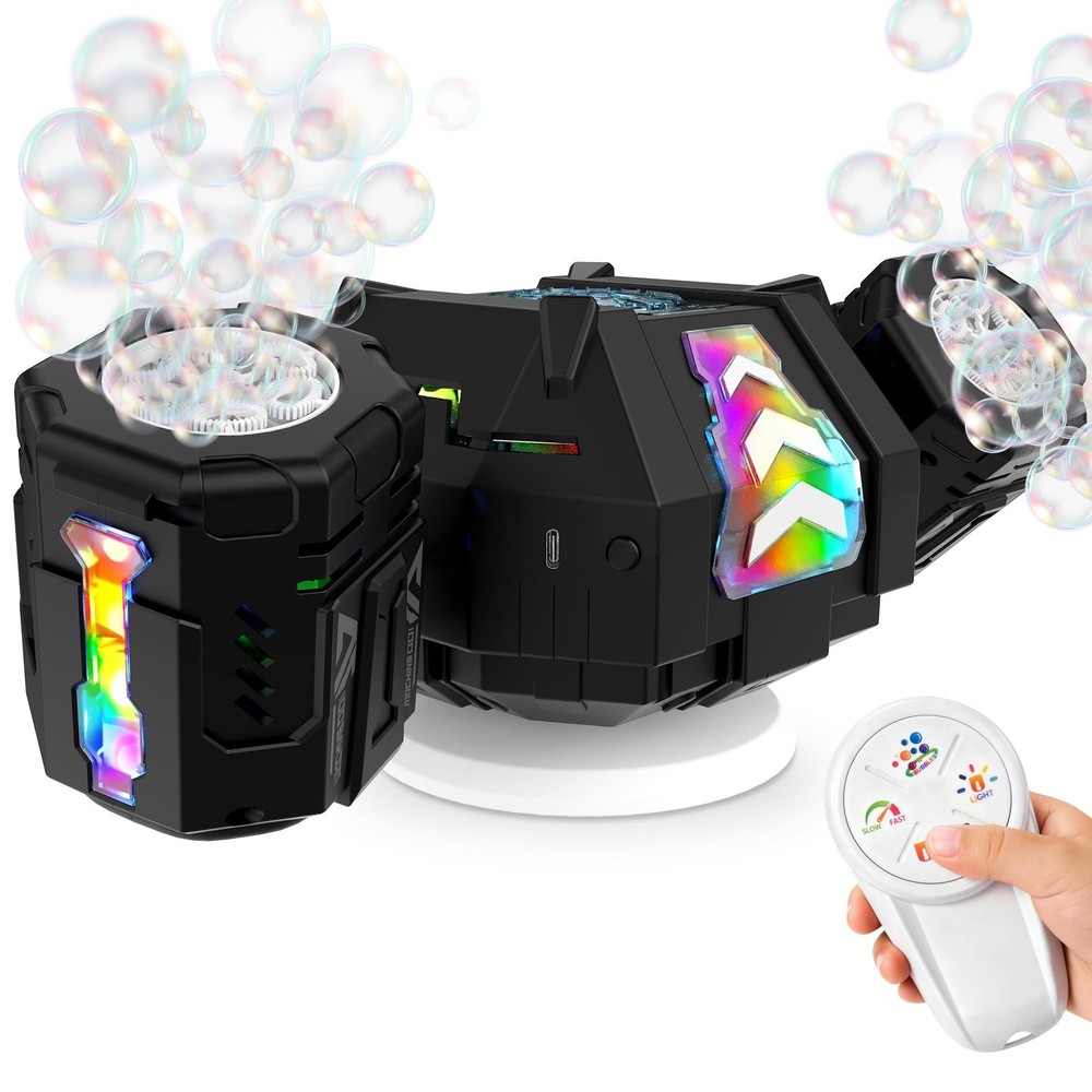 Rechargeable Bubble Machine, 360° Automatic Rotation Bubble Machine for Kids,...