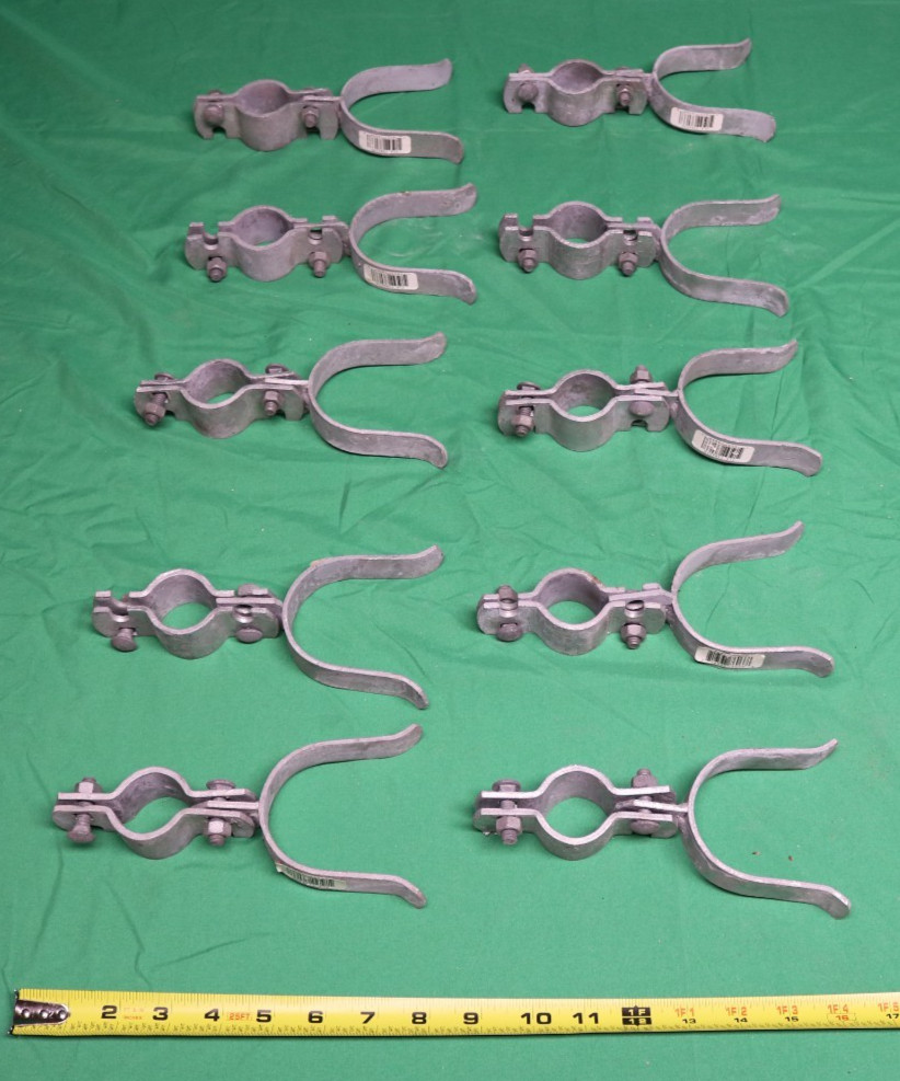 10 NOS Galvanized Chain Link Fence Post Forked Gate Latches 1-3/8" x 2-1/2"
