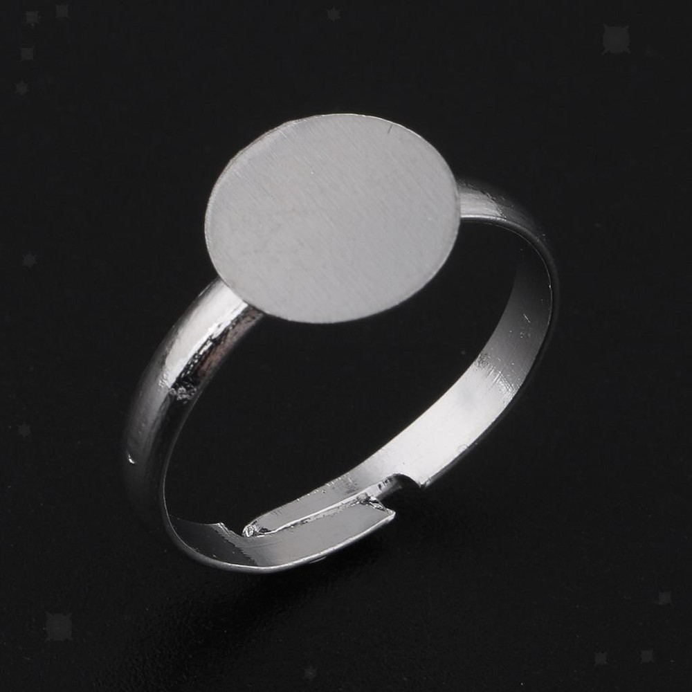 10 Pieces Lots Plated Ring Adjustable 10mm Flat Pad