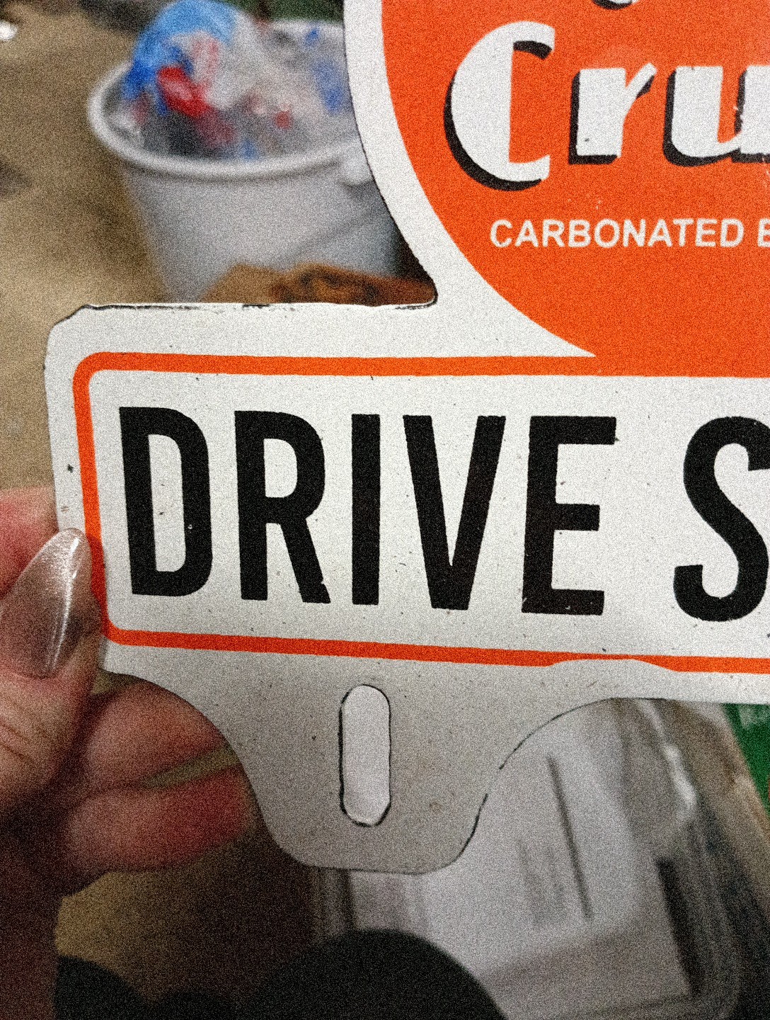 Porcelain Enjoy Orange Crush Drive Safely Topper