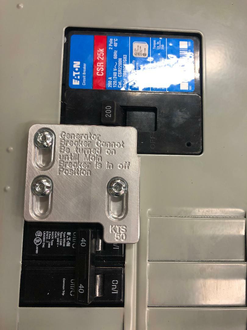 Generator Interlock Kit , Eaton / Cutler Hammer Br  150 amp and 200 amp panels