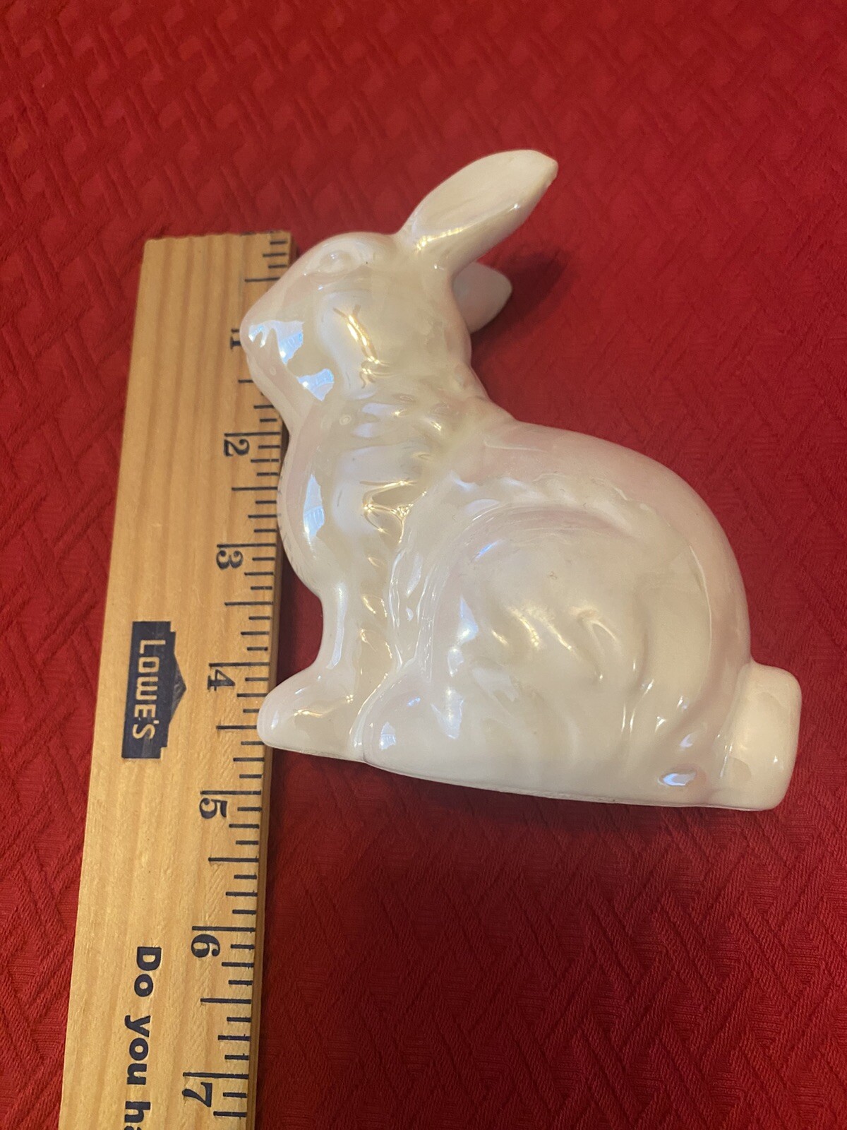 Ceramic White Bunny Rabbit Figure Pearl Glaze Easter Decor Spring