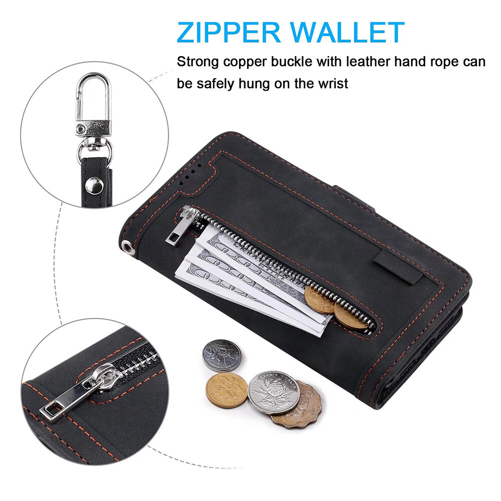For Boost Celero 5G+ Plus Wallet Case,Leather Zipper Magnetic Flip Card Case