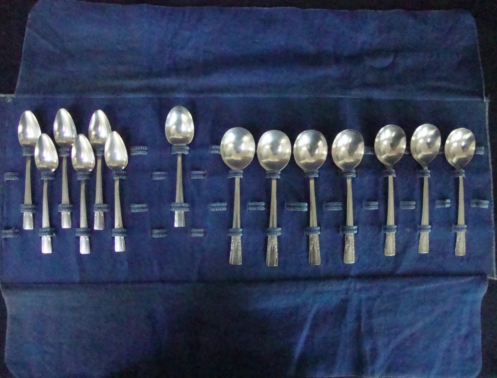 WM A Rogers Oneida Artistic Silverplate 14 Spoons with Case